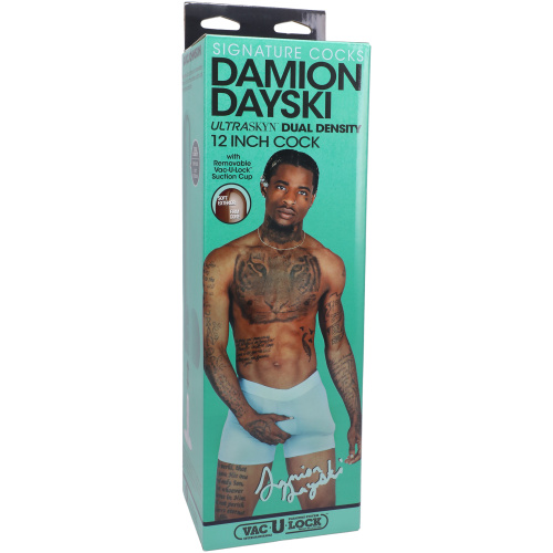 Signature Cocks - Damion Dayski - 12 Inch Ultraskyn Cock With Removable Vac-U-Lock Suction Cup - Chocolate