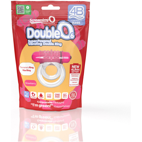 Screaming O 4b - Double O Super Powered Vibrating Double Ring - Strawberry