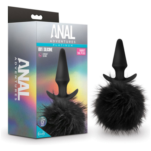 Anal Adventures - Platinum - Rabbit Tail Plug - Black