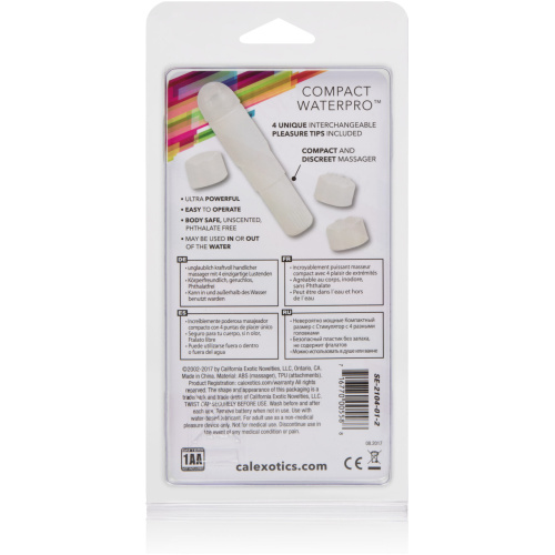 Compact Waterproof Personal Travel Massager With 4 Tips - White