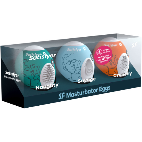 3 Pc Set Masturbator Egg - Naughty - Savage - Crunchy