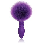 The 9's Cottontails Silicone Bunny Tail Butt Plug  - Ribbed Purple