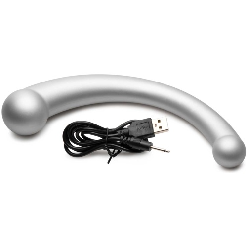 10x Vibra-Crescent Silicone Dual Ended Dildo -  Silver