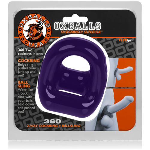 360 2- Way Cockring and Ballsling - Eggplant