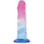 7.5" Swirl Jelly Tpr Gradient Dong - Pink and Blue