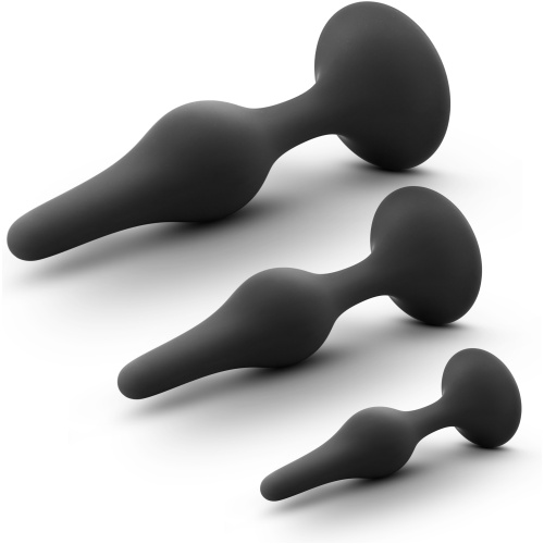 Anal Adventures Platinum - Silicone Beginner Plug Kit - Black