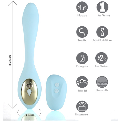 Harmonie Rechargeable Remote Silicone Bendable Vibrator - Teal
