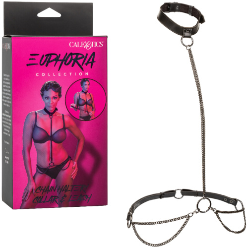 Euphoria Collection Chain Halter/collar and Leash  - Black