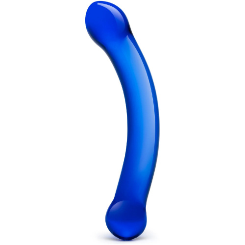 6 Inch Curved G-Spot Blue Glass Dildo