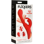 Rabbit Flick Flicking Silicone Rabbit Vibrator -  Red