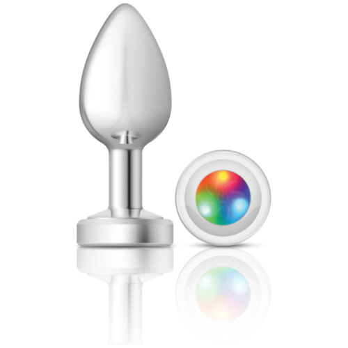 Cheeky Charms-Silver Metal Butt Plug- Light Up-Medium