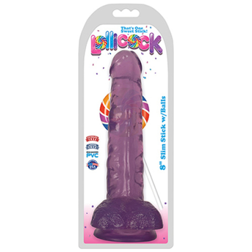 Lollicock - 8 Inch Slim Stick With Balls - Grape Ice