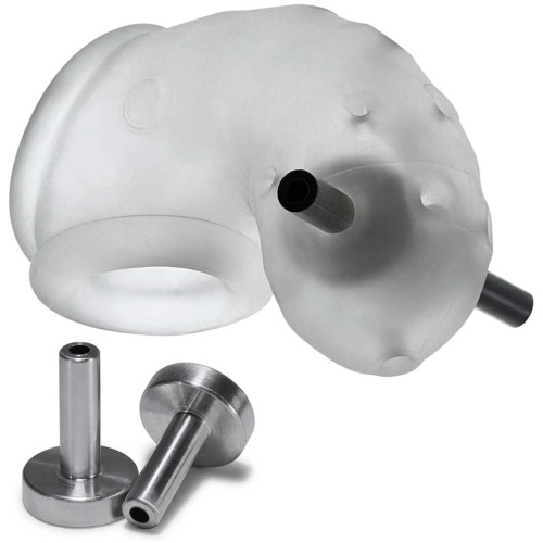 Airlock Electro Air-Lite Vented Chastity With Two 4mm Contacts - Clear Ice