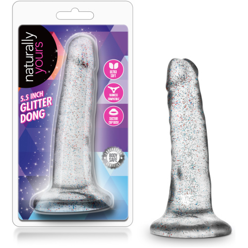 Naturally Yours - 5.5 Inch Glitter Dong - Sparkling Clear