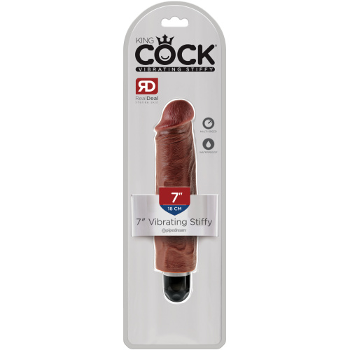 King Cock 7 Inch Vibrating Stiffy - Brown