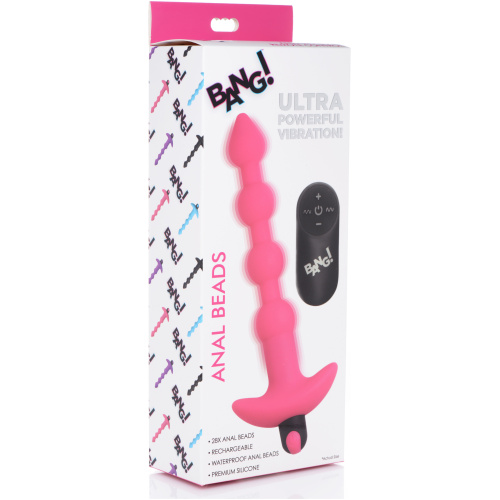 Bang - Vibrating Silicone Anal Beads and Remote Control - Pink