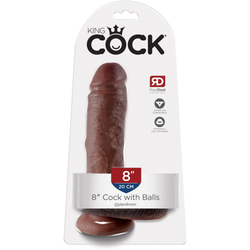 King Cock 8-Inch Cock With Balls - Brown