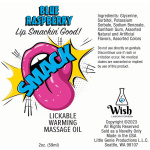 Smack Warming and Lickable Massage Oil - Blue  Raspberry 2 Oz