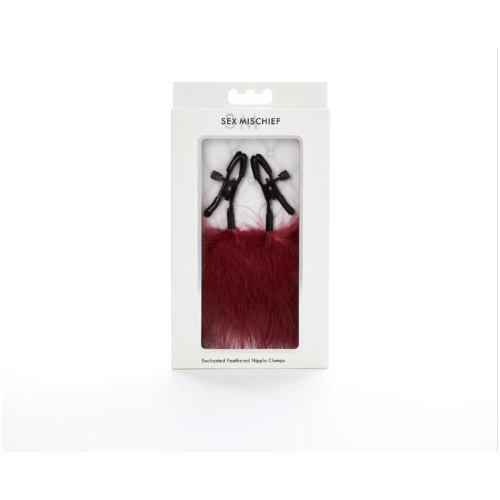 Sex and Mischief Enchanted Feather Nipple Clamps - Burgundy