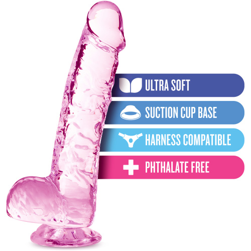 Naturally Yours - 6 Inch Crystalline Dildo - Rose