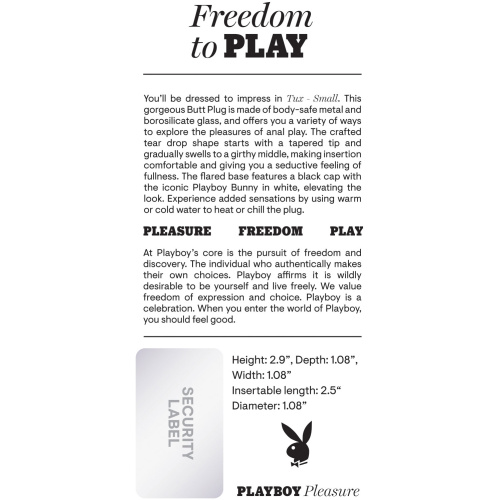 Playboy Pleasure - Tux - Small - Butt Plug - Hematite
