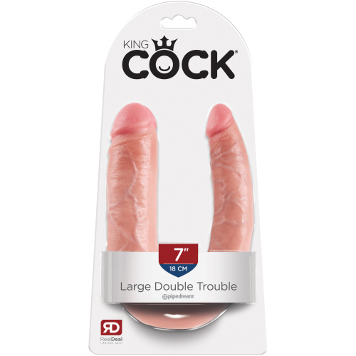 King Cock Double Trouble - Large - Flesh