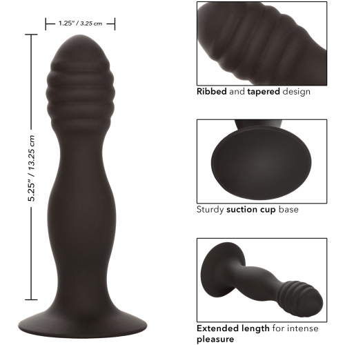 Silicone Ribbed Anal Stud - Black
