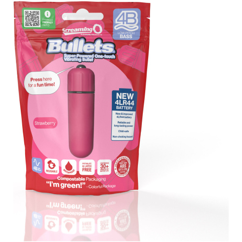 Screaming O 4b - Bullet - Super Powered One Touch Vibrating Bullet - Strawberry