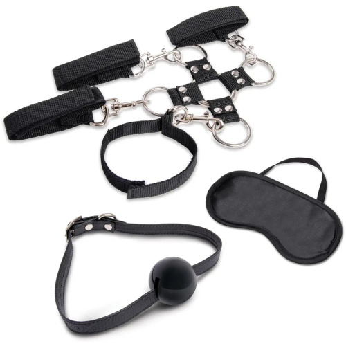 7 Pc Hogtie and Ball Gag Kit - Black