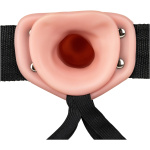 Vibrating Hollow Strap-on No Balls 8 Inch - Flesh