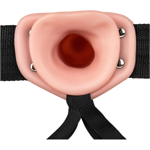 Vibrating Hollow Strap-on No Balls 8 Inch - Flesh