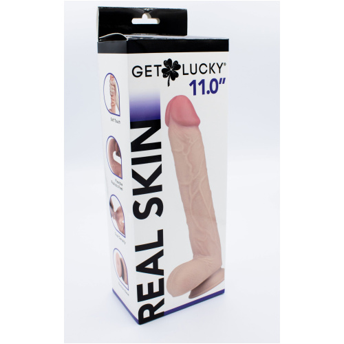 Get Lucky 11 Inch Real Skin Dildo - Tan