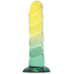 7.5" Swirl Jelly Tpr Gradient Dong - Yellow and Mint