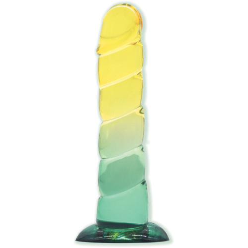 7.5" Swirl Jelly Tpr Gradient Dong - Yellow and Mint
