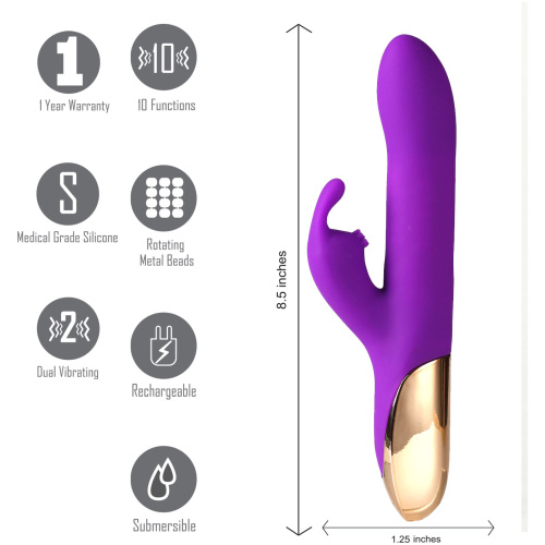 Karlin USB Rechargeable 10-Function Rabbit Vibrator - Purple