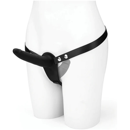 Silicone Strap on Harness Dildo With Internal Penetration - Black