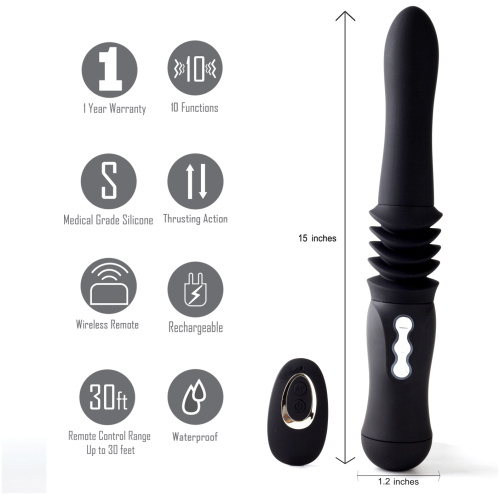 Max Silicone Thrusting Portable Love Machine - Black