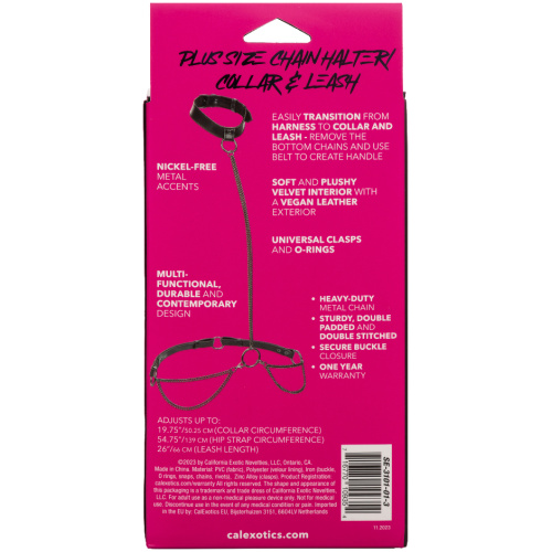 Euphoria Collection Plus Size Chain Halter/collar and Leash - Black