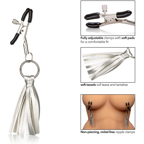 Nipple Play Playful Tassels Nipple Clamps - Silver