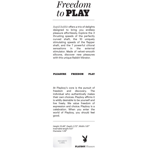 Playboy Pleasure - Rapid Rabbit - Vibrator  - Black