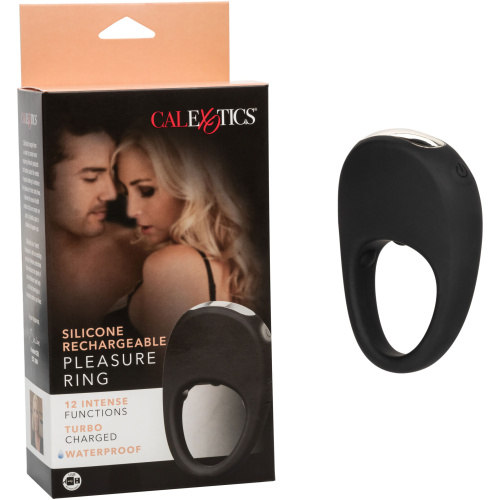 Silicone Rechargeable Pleasure Ring - Black - Black