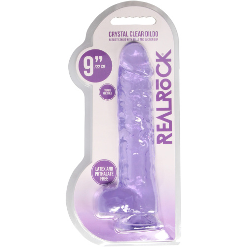 9 Inch Realistic Dildo With Balls - Purple