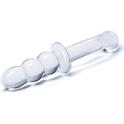 8 Inch Ribbed G-Spot Glass Dildo - Clear