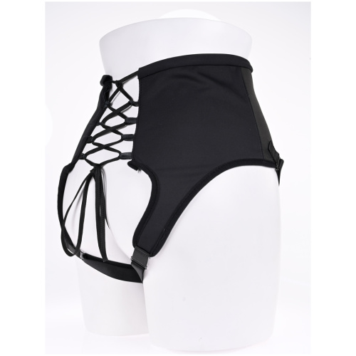 High Waisted Corset Strap on - Black