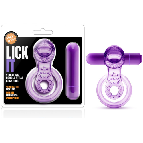 Play With Me - Lick It - Vibrating Double Strap Cockring - Purple