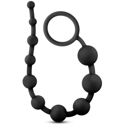 Anal Adventures - Platinum - Silicone 10 Anal Beads - Black