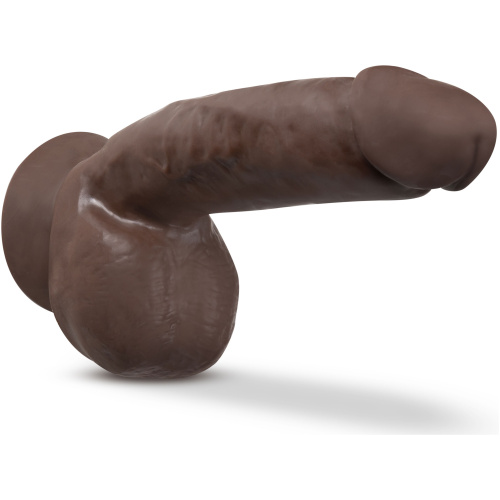 Dr. Skin Plus - 8 Inch Thick Poseable Dildo With Squeezable Balls - Chocolate