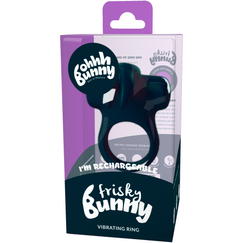 Ohhh Bunny Frisky Bunny Vibrating Ring - Black Pearl
