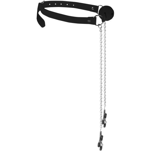 Breathable Ball Gag With Nipple Clamps - Black