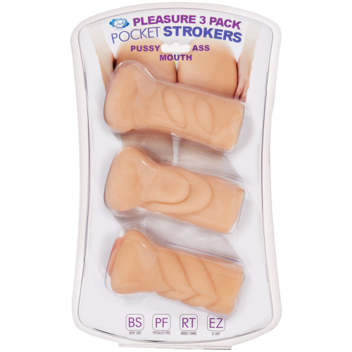 Trio Stroker Pussy Ass Mouth Masturbator Kit - Flesh
